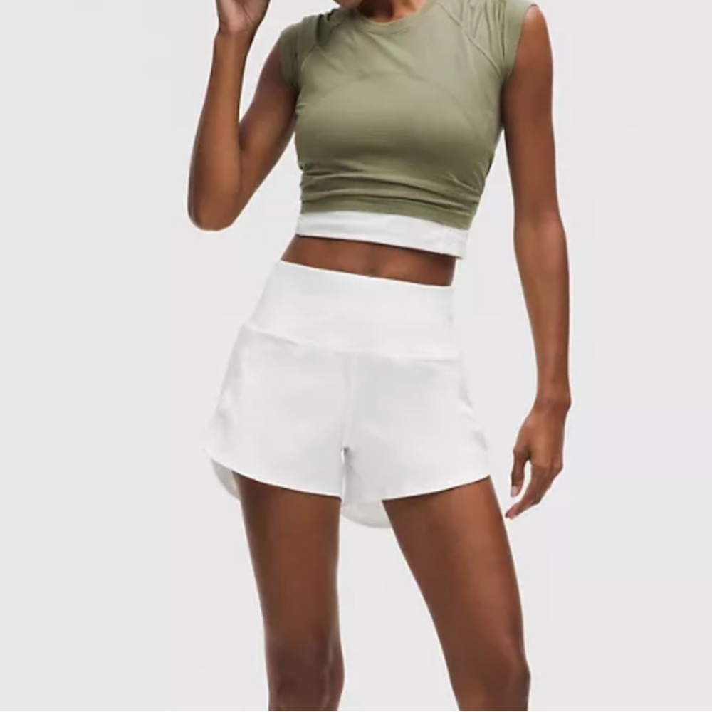 🐭 Lululemon “White” Speed Up High-Rise Lined Short 4” SZ 14